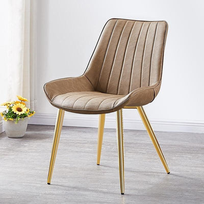 DF Upgrade Dining Chair With Gold Legs Waterproof Leather Nordic Chair Home Back Stool