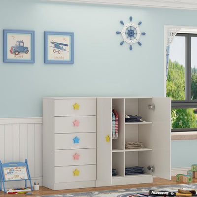 Simple Children's Wardrobe Baby Storage Combination Cabinet Girl Bedroom Wooden Wardrobe Baby