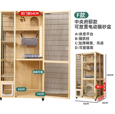 Pazazz Cat Cage Villa Solid Wood Large Household Indoor Breeding Three-layer Cat House Display Cage