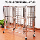 YIPET Ready Stock Dog cage thick stainless steel super large residential foldable movable pet cage