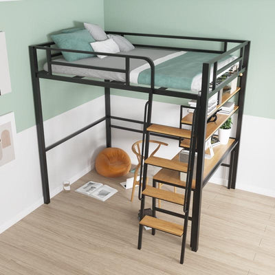 ARTISAM Provincial Space Attic Bed Iron Elevated Bed Duplex Second Floor Bed Lower Table Small