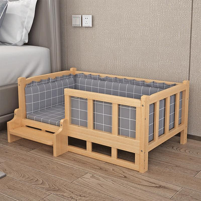 Dog Bed Dog House Solid Wood Dog Fence Removable And Washable Wood Cat Bed All-purpose Pet Bed