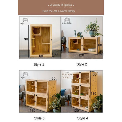 Cat Cage Family Indoor Cat Nest Solid Wood Cat Villa Luxury Cat House Cat Cabinet Cat House