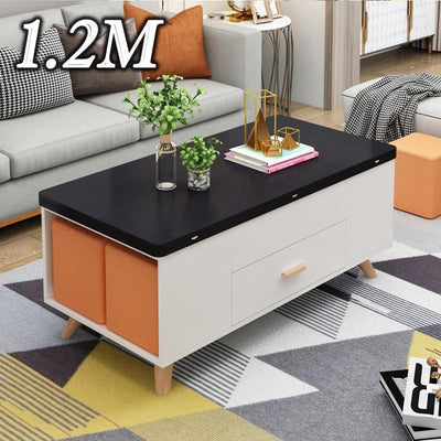 Multifunctional 3 in 1 Dining Table Home Folding Lifting Coffee Table Nordic Dual-purpose Telescopic