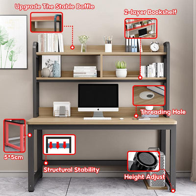 LeShu Study Table Computer Table With Bookshelf 80/100/120cm Home Office