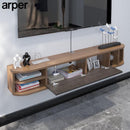 ARPER Modern Wall Hanging Tv Cabinet Ultra-thin Walnut Color Living Room Wall Shelf Solid Wood