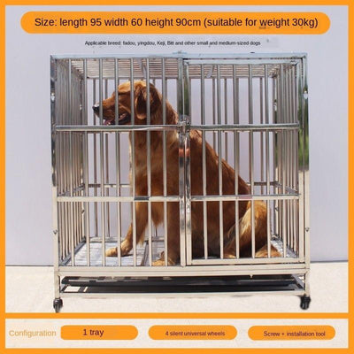 2020 Large Bold Stainless Steel Folding Golden Hair Haschsi Samoya Dog Indoor With Toilet Pet Cage