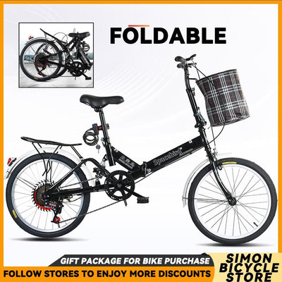 Folding 20-inch Adult Male Female Youth Student Shock Absorption Variable Speed Bicycle Small and