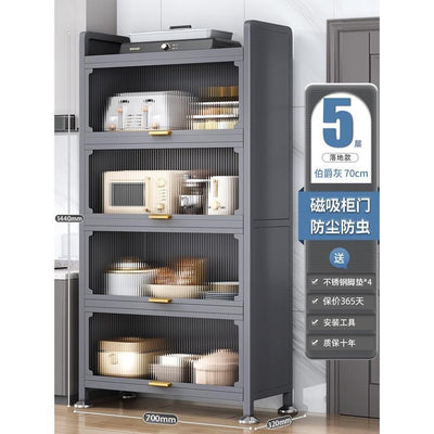 2022 NEW Metal Kitchen Cabinet Grey Floor Multi-layer Storage Cabinet Multifunctional Oven Shelf