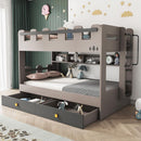 LAL Modern Double Decker Bed Frame Bunk Bed For Kids Adults Queen Bunk Bed With Drawer Mattress Set