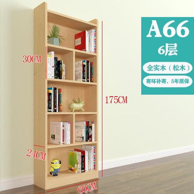 Book Shelf Solid Wood Bookshelf Cabinet Modern Simple Floor Bookcase Shelf Log Pine With Door Bay