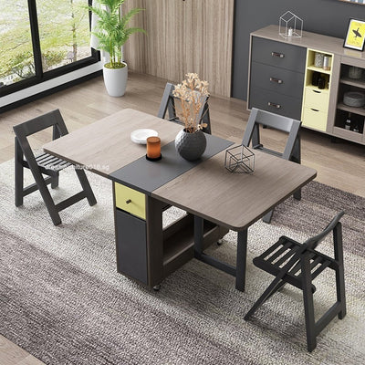 FREE Installation Retractable Dining Table Set Nordic Multifunctional Folding Dining Table Chair