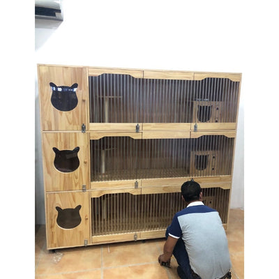 Solid Wood Villa Display Cat House Breeding Foster Cage Pet Cabinet