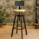 Retro Bar Adjustable Height Round Wooden Counter Bar Chairs For Kitchen Dining Commercial Cafe Shops