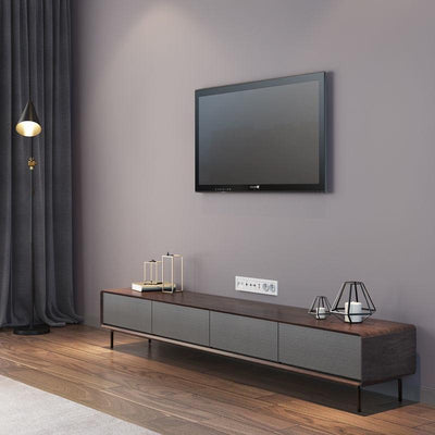 Nordic TV Cabinet Home Living Room Wall Mounted Solid Wood TV Console Modern Simple Light Luxury