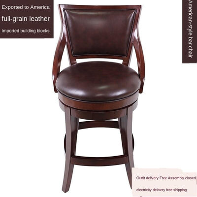 Bar Chair Chuangyun American Country First Layer Cowhide Rotating Beech Genuine Leather High