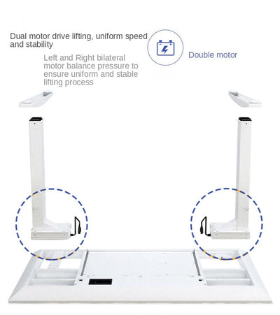 【In Stock】Hollin 21 X4 Study Desk Height Adjustable standing office table white blackTempered Glass