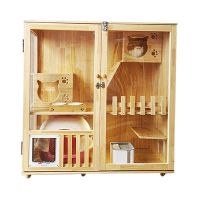 Cat House Cage Villa Solid Wood Household Cabinet Indoor Three-storey Luxury Nest Apartment