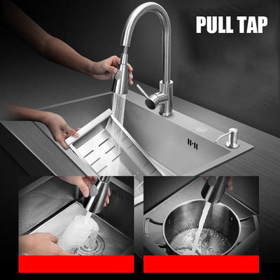 Kitchen Sink Handmade 304 Stainless Steel Double Trough with Knife Rest Thickened Sink