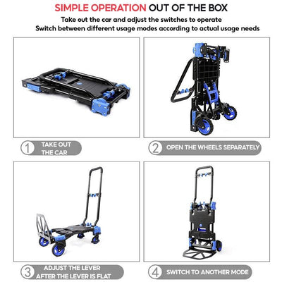 Household Foldable Trolley Big Capacity Multifunction Cart Loading 150kg Platform Trolley Can Adjust