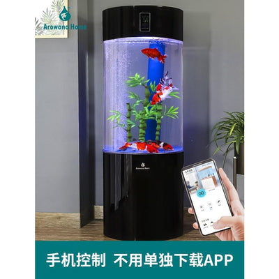 Fish Tank Cylindrical Bottom Acrylic Ecological Fish Aquarium Living Room Goldfish Tank Household