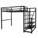 FORTUNE Modern simple bedroom black iron bed upper and lower single double elevated bed apartment