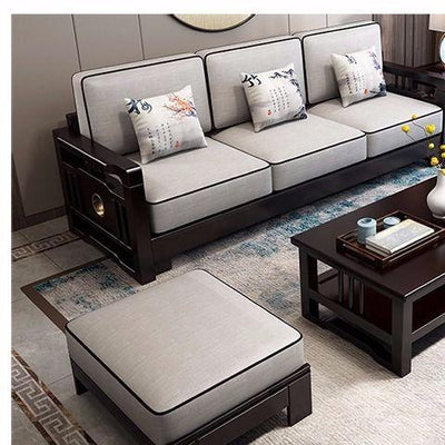 New Chinese Solid Wood Sofa Combination Zen After The Modern Minimalist Chinese Style Living Room