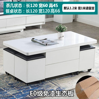 Lifting Modern Simple Small Family Folding Retractable Storage Pyrophyllite Coffee Table Dual