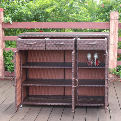 Shoe Rack Rattan Outdoor Sunscreen Waterproof Courtyard Locker Garden Balcony Storage Cabinet