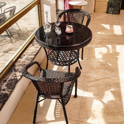 Mingran furniture rattan chair three piece set balcony small table chair tea table chair combination