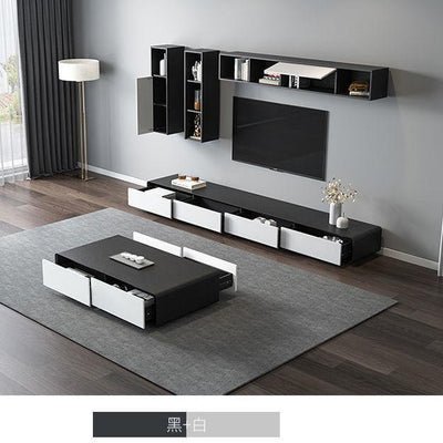 Large-sized Living Room 2.4M/3M Black White Gray Household Tea Table TV Cabinet Combination Modern