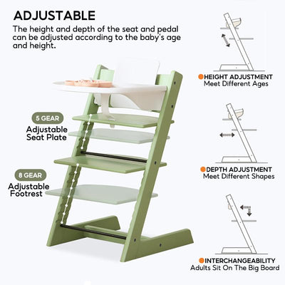 Baby High Chair Inspired / Baby Dining Chair /  Oak Wood / Adjustable / High Quality / Premium