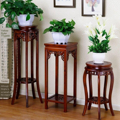 SENBIJU Chinese Stand Solid Wood Living Room Ground Green Rose Spider Flower Pot Bonsai Shelf