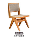 Dining Chair Solid Wood Nordic Rattan Armchair Solid Wood Vintage Style Backrest Furniture Rattan