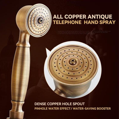 RUNZE All Copper Rain Shower Set European Retro Bathroom Shower Full Set With Shower Head