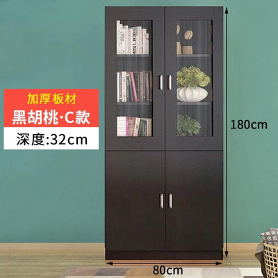 LAL Bookcase Bookshelf Cabinet Combination Office Solid Wood Filing Cabinet With Lock Glass Door