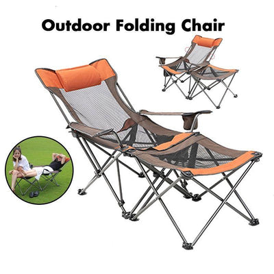 WONZOM Outdoor Foldable Chair Casual Portable Field Camping Chair Arm Chair Recliner Lounge Chair