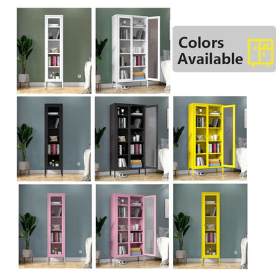 Household Nordic Book shelf Bookshelf Cabinet Multifunctional Iron Glass Door Shelf Storage Cabinet