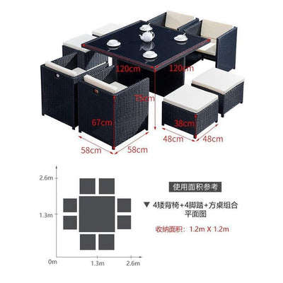 GC Outdoor Table And Chair Rattan Chair Combination Courtyard Leisure Balcony Terrace Garden Rattan