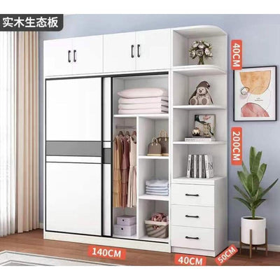 Modern Minimalist Wardrobe Home Bedroom Sliding Door Locker Large Capacity Solid Wood