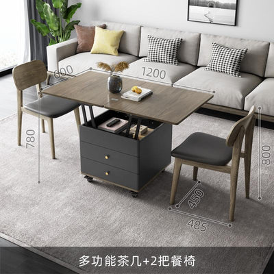 【No Installation】Small Home Lift Coffee Table Dual Purpose Nordic Style Living Room Home Retractable