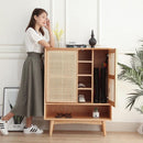 ⭐Ready Stock⭐ Nordic Solid Wood Entrance Shoe Cabinet Japanese-style Rattan Locker Simple Modern