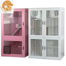 Cage Villa Luxury Home Apartment Double-deck Large Size with Toilet House Glass Cat Cabinet Solid