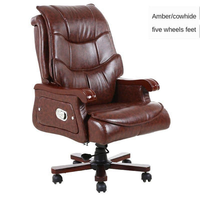 Special Offer Office Chair Leather Computer Chair Cowhide Swivel Boss Large Chair 7 Massage Spots