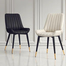 DF Upgrade Dining Chair With Gold Legs Waterproof Leather Nordic Chair Home Back Stool