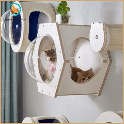 Cat Condo Space Capsule Cat Wall Free Punch-free Nail-free Diy Cat Climbing Wall Hanging Cat's Nest