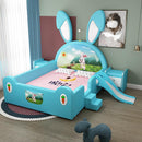 ON SALE🔥🔥Children's Bed Girl Princess Bed With Guardrail Slide Solid Wood Soft Blue Pink Cartoon