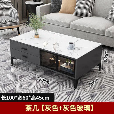 SENBIJU TV Cabinet Nordic Coffee Table Combination Gloss Tempered Glass Living Room Tv Console