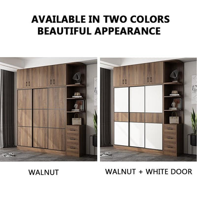 Simple Wardrobe Sliding Door Modern Small Family Bedroom Wooden Storage Cabinet Economy Style