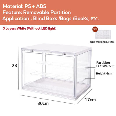 LED Light Popmart Display Box Acrylic Display Case Blind Box Figurine Display Box